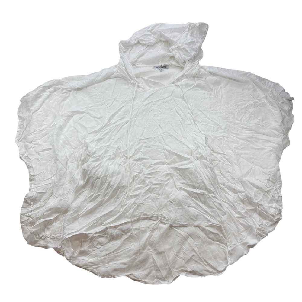 Mikoh Swimwear‎ White Hooded Poncho Cover Up Rayon High Low One Size 1